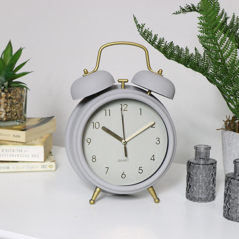 Grey Twin Bell Alarm Clock