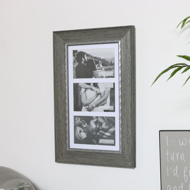 Grey Wooden Multi Photo Frame