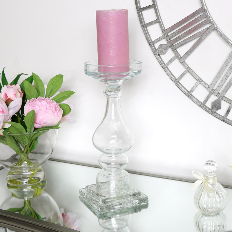 Large Glass Candlestick 