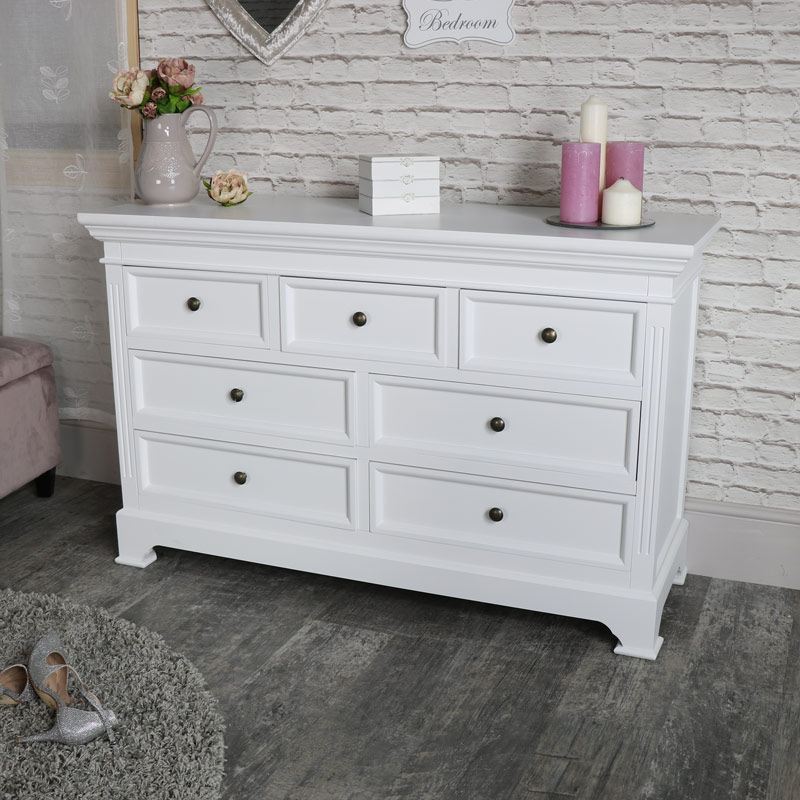 Large White 7 Drawer Chest of Drawers - Daventry White Range DAMAGED SECOND 1046