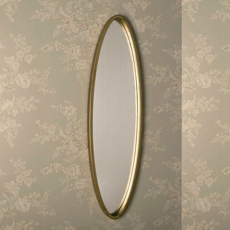 Long Gold Oval Wall Mirror 25cm x 90cm