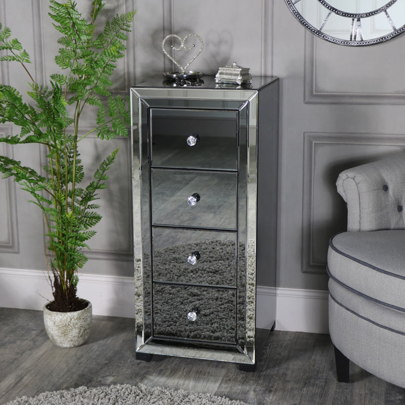 Mirrored Tallboy Chest of Drawers - Verona Range DAMAGED SECOND 3814