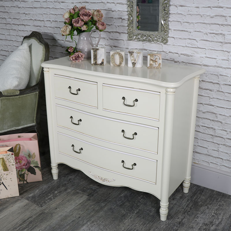 Ornate Cream 4 Drawer Chest of Drawers - Adelise Range EX-SHOWROOM ITEM 0058