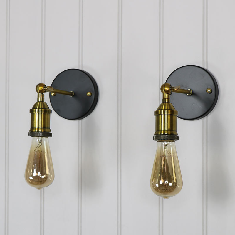 Pair of Adjustable Retro Brass Wall Lights