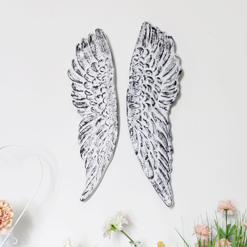 Pair of Antique White Angel Wings