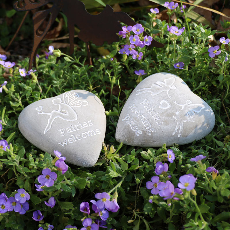 Pair of Fairy Heart Engraved Pebbles