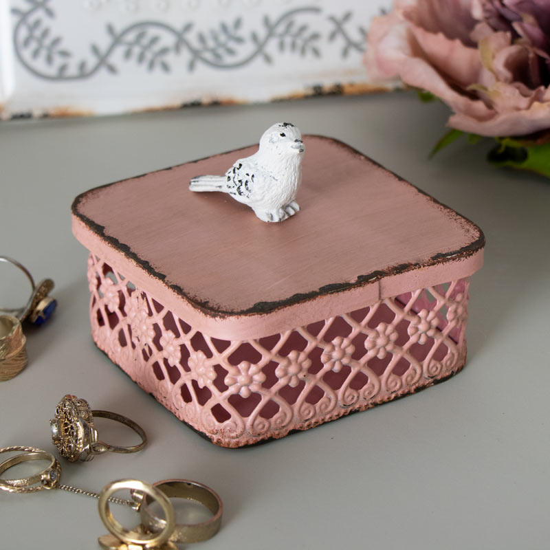 Pink Metal Trinket Box