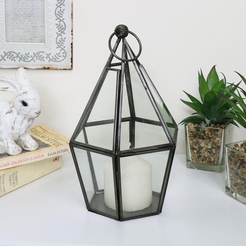 Rustic Grey Terrarium Candle Holder