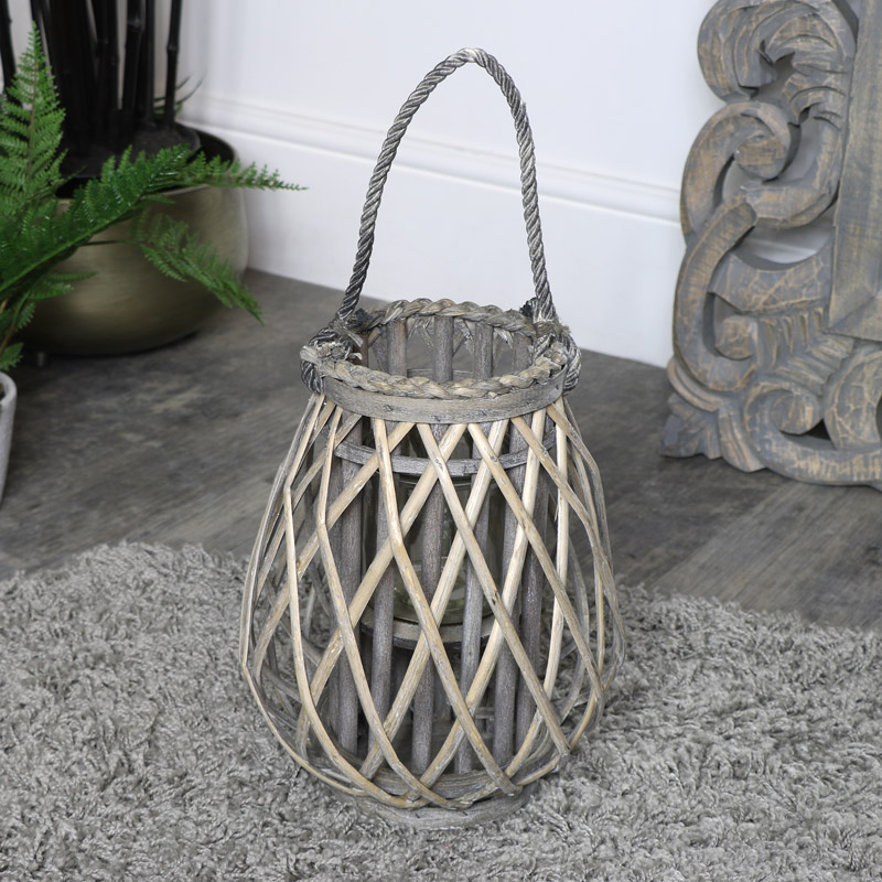 Rustic Wicker Candle Lantern