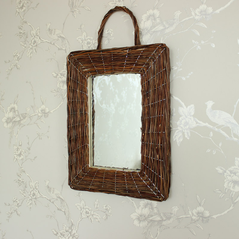 Rustic Wicker Wall Mirror