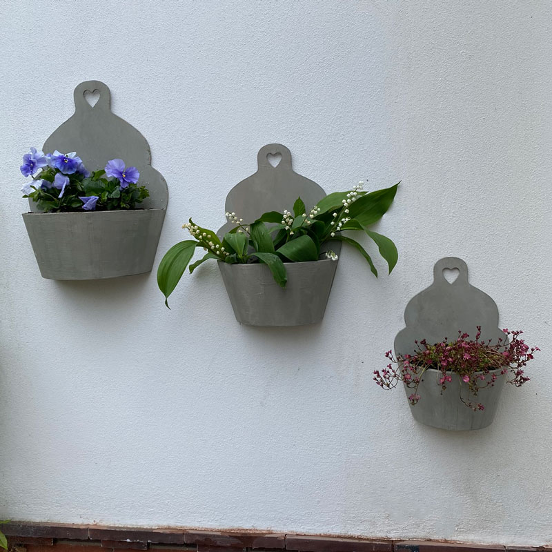 Set of 3 Grey Wooden Planters