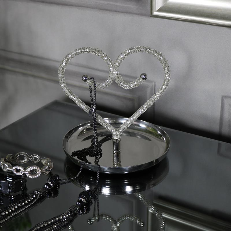 Silver Heart Shaped Jewellery Holder