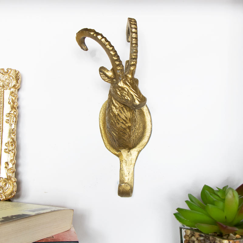 Single Gold Painted Distressed Bathroom Coat hook