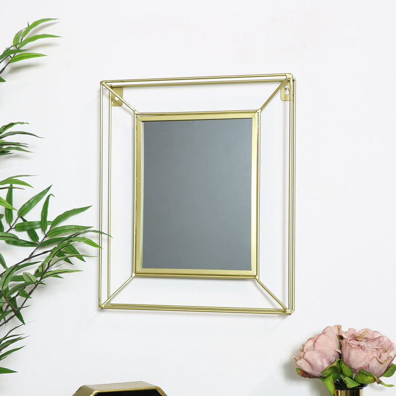 Small Gold Metal Wire Wall Mirror | Melody Maison