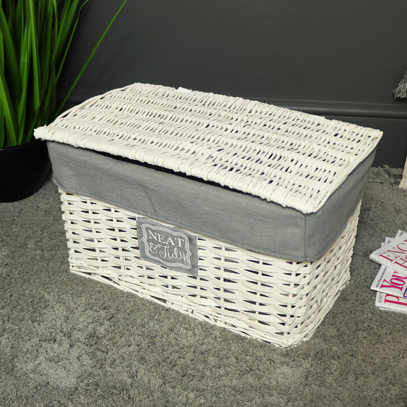 Small White Willow Wicker Storage Basket