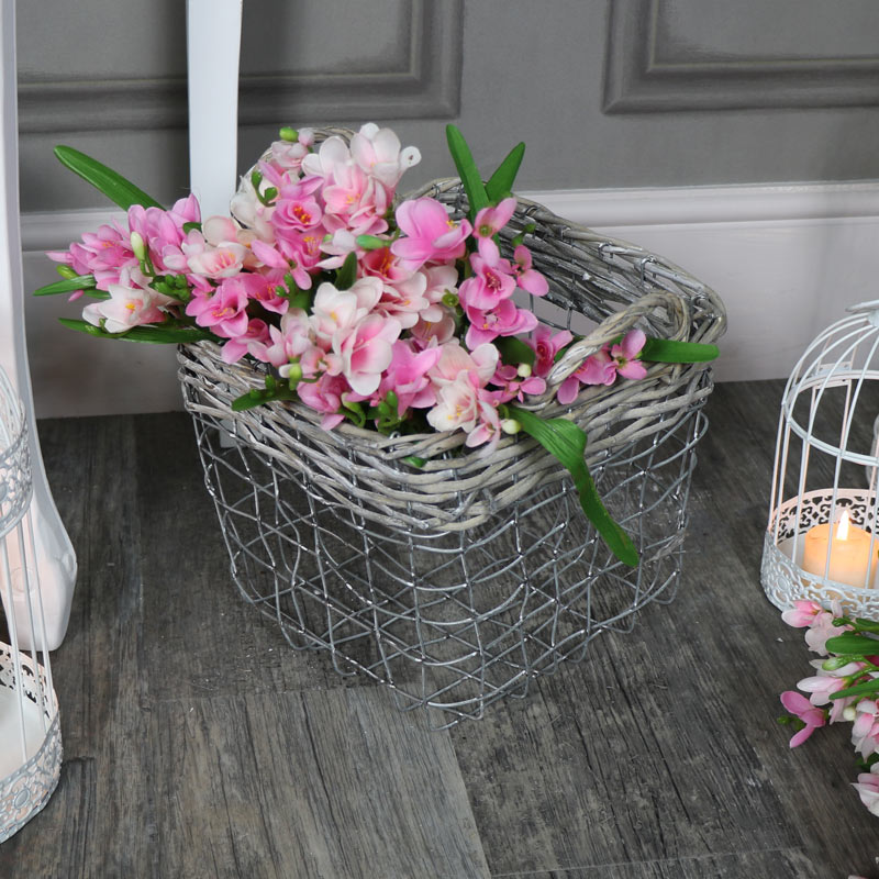 Small Wicker & Metal Storage Basket