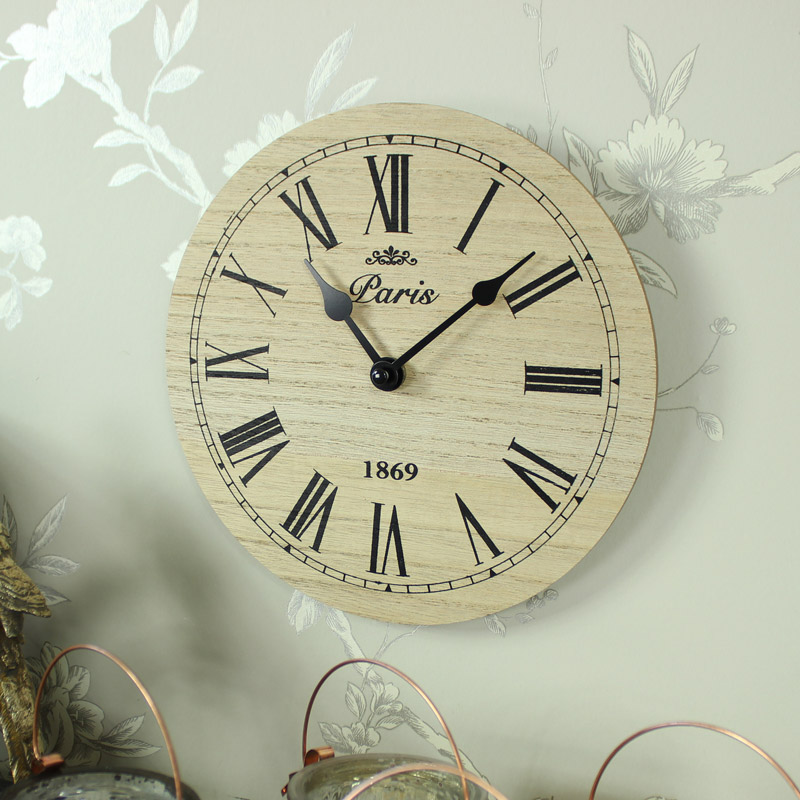 Small Wooden Paris Wall Clock