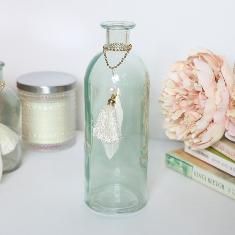 Tall Blue Glass Bottle Vase