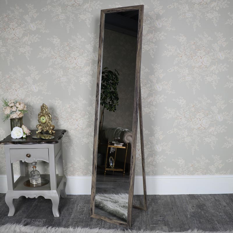 Tall Rustic Floor Standing Cheval Mirror 34cm x 154cm