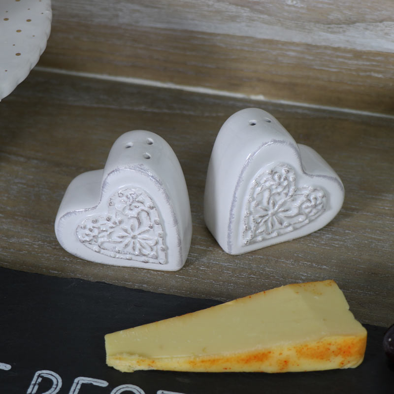 Vintage Heart Salt & Pepper Cruet Set