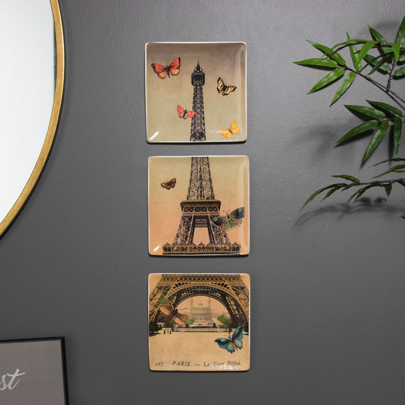 Wall Mounted Eiffel Tower Plate Set