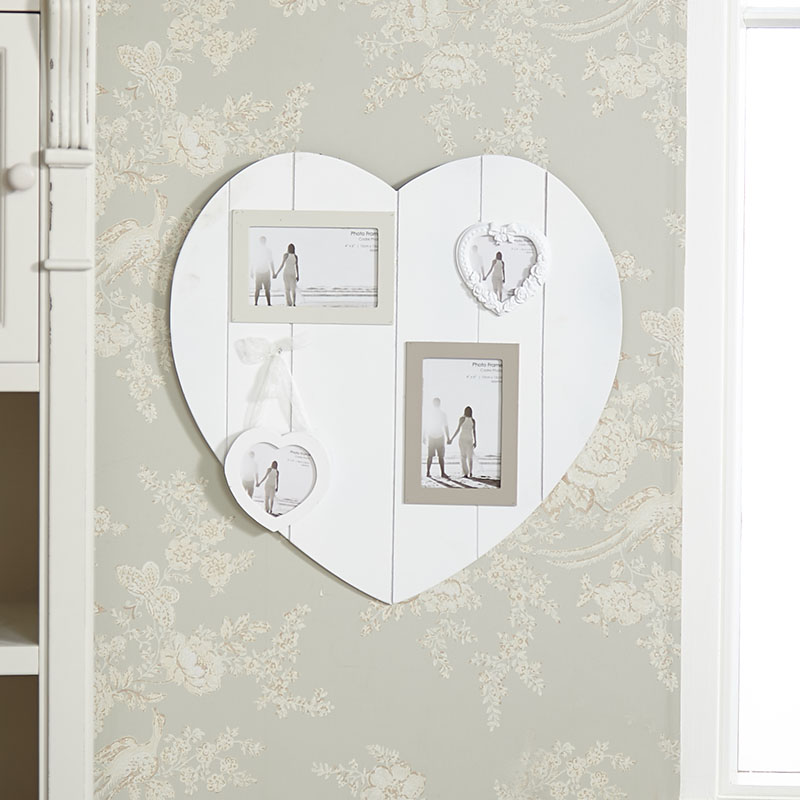 Wall Mounted White Heart Multi Photo Frame