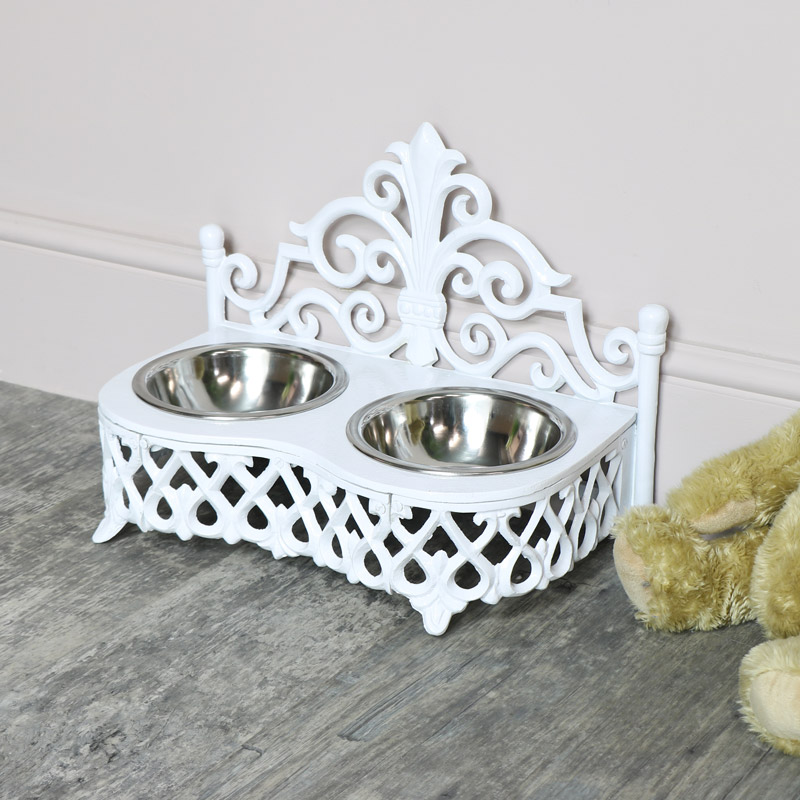 White Cast Iron Dog Food Bowls