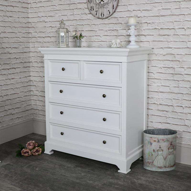 Large White Chest of Drawers - Daventry White Range DAMAGED SECOND 1039