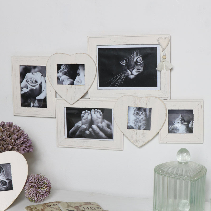 White Heart Multi Photo Frame