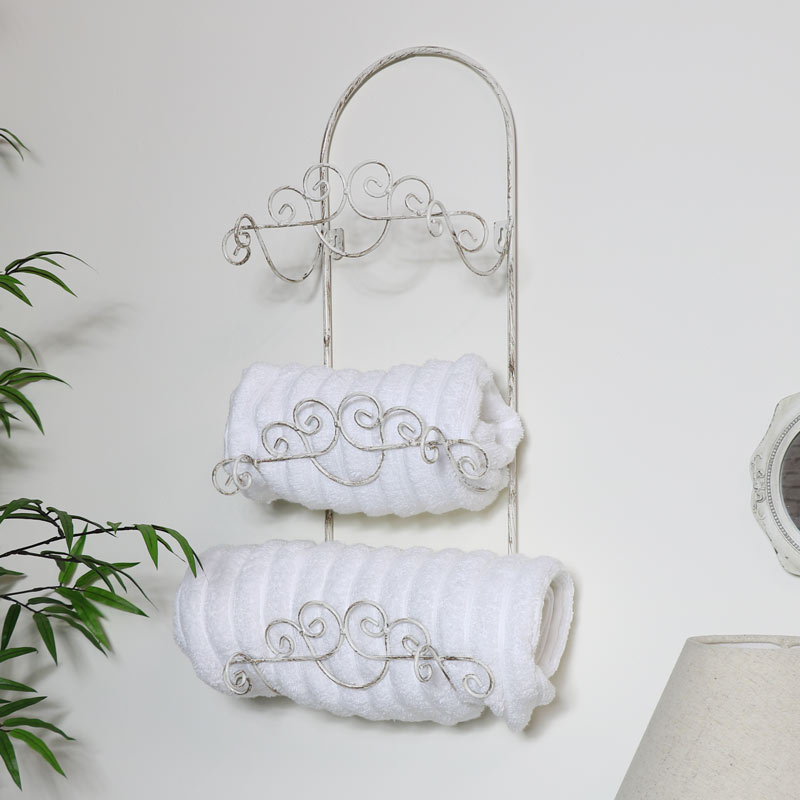 White Metal Towel Rack