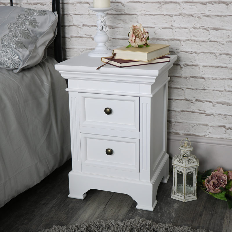 White Vintage Bedside Table - Daventry White Range SECONDS ITEM