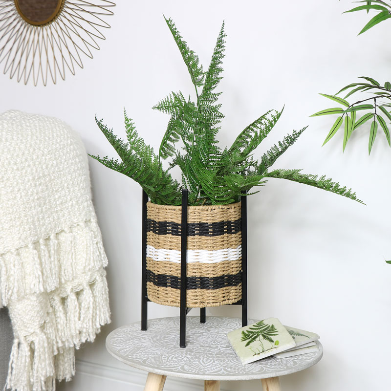 Wicker Basket Planter on Stand