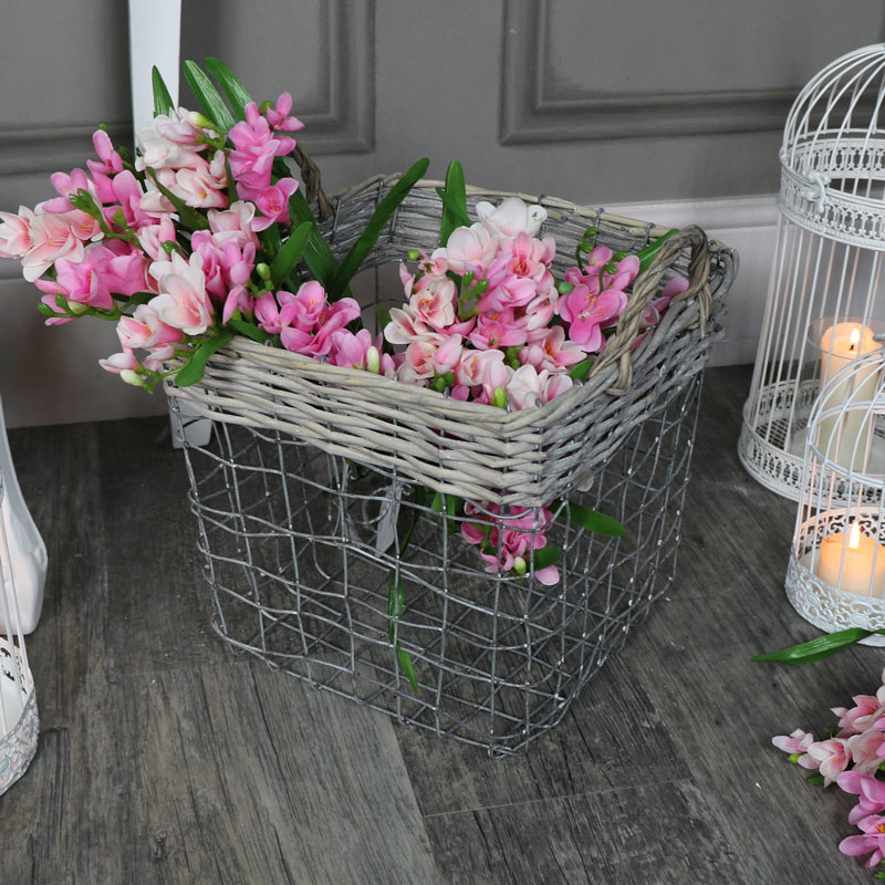 Wicker & Metal Storage Basket