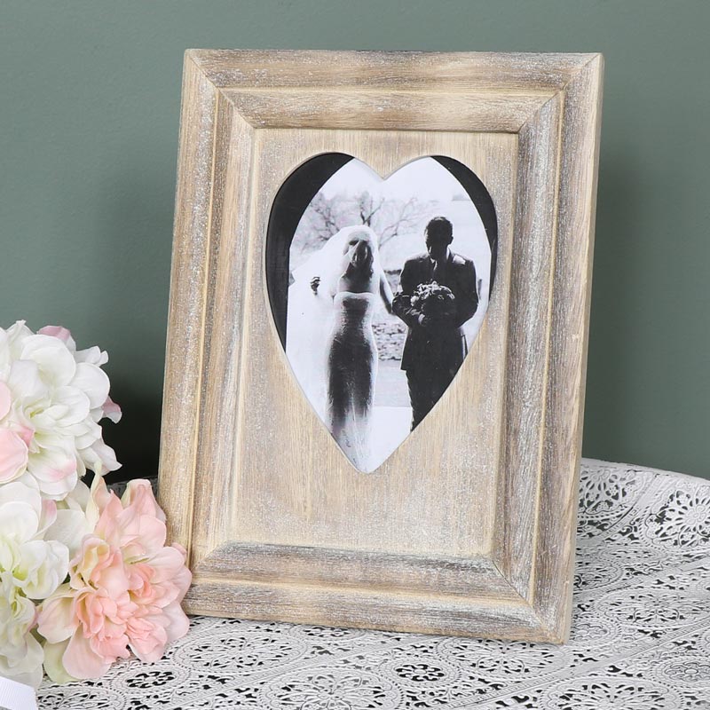 Wooden Love Heart Photograph Frame