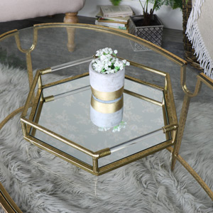 Large Gold Mirrored Cocktail Tray