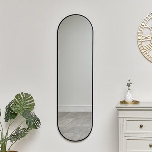 Black Oval Framed Wall Mirror