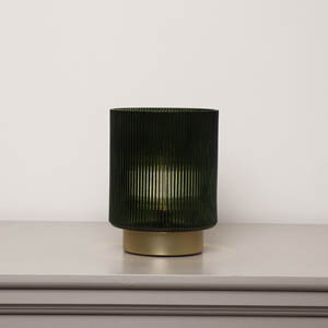 Dark Green Ribbed Glass Ambient Table Lamp