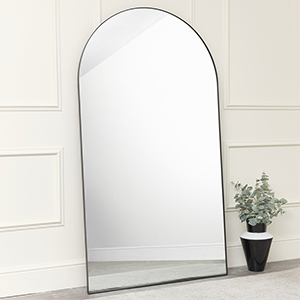 Extra Large Black Arched Leaner Mirror 180cm x 100cm