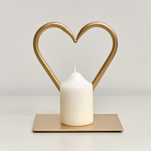 Gold Love Heart Shaped Candle Holder Stand