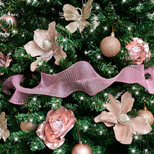 Hot Pink Sparkle Ruffle Christmas Tree Ribbon - 270cm