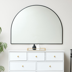 Black Arched Overmantle Wall Mirror