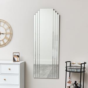 Large Frameless Art Deco Wall Mirror