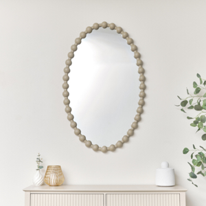 Large Oval Taupe Bobble Bobbin Wall Mirror 110cm x 70cm