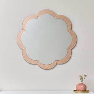 Large Pink Framed Scalloped Wall Mirror