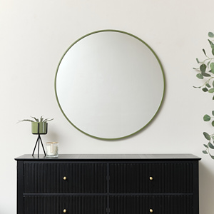 Large Round Olive Green Wall Mirror 80cm x 80cm