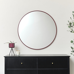 Large Round Plum Red Wall Mirror 80cm x 80cm