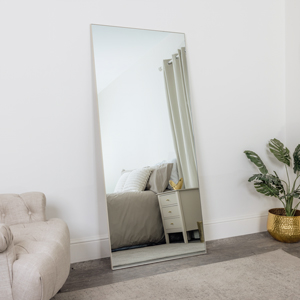 Large Taupe Thin Framed Leaner Mirror