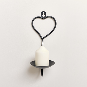 Matte Black Heart Candle Sconce