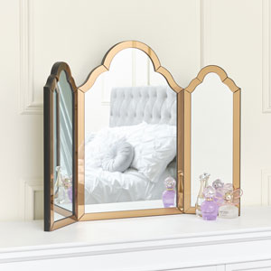 Mocha Glass Art Deco Triple Mirror