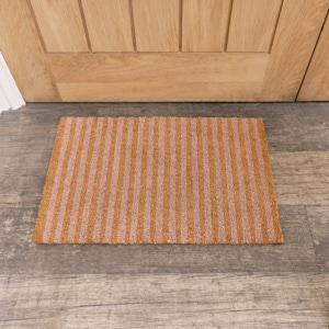 Pink & Natural Stripe Print Coir Door Mat